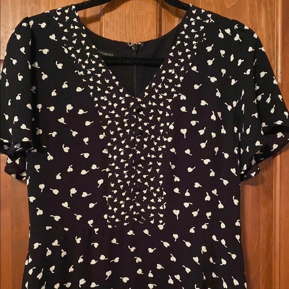 Talbots Black and White Ruffled V-Neck Midi Sundress - Picture 7 of 10